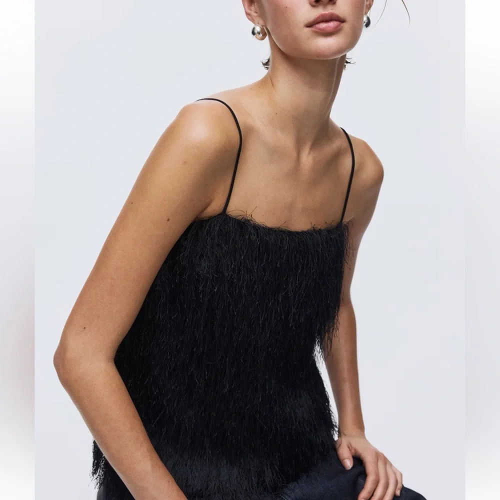 H&M black fringe top - Picture 2 of 6